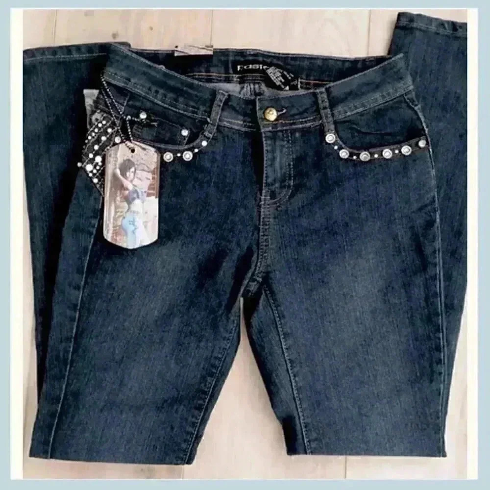 💎 NWT Pasion Crystal Embellished Jeans – Juniors Size 7 💎 - Picture 2 of 9